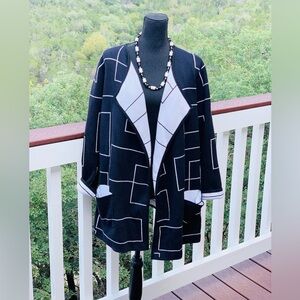 Alfani Geometric‎ Open Black Cardigan Sweater